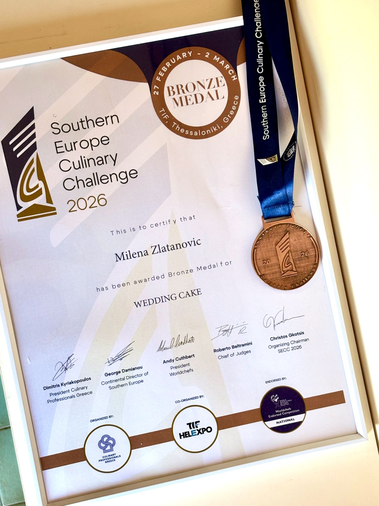 Bronzana medalja i diploma — Solun 2026